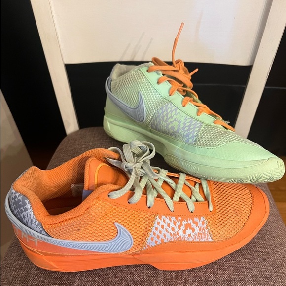 THE MISMATCHED NIKE JA 1 “BRIGHT MANDARIN/VAPOR GREEN Size 12 - Picture 1 of 7